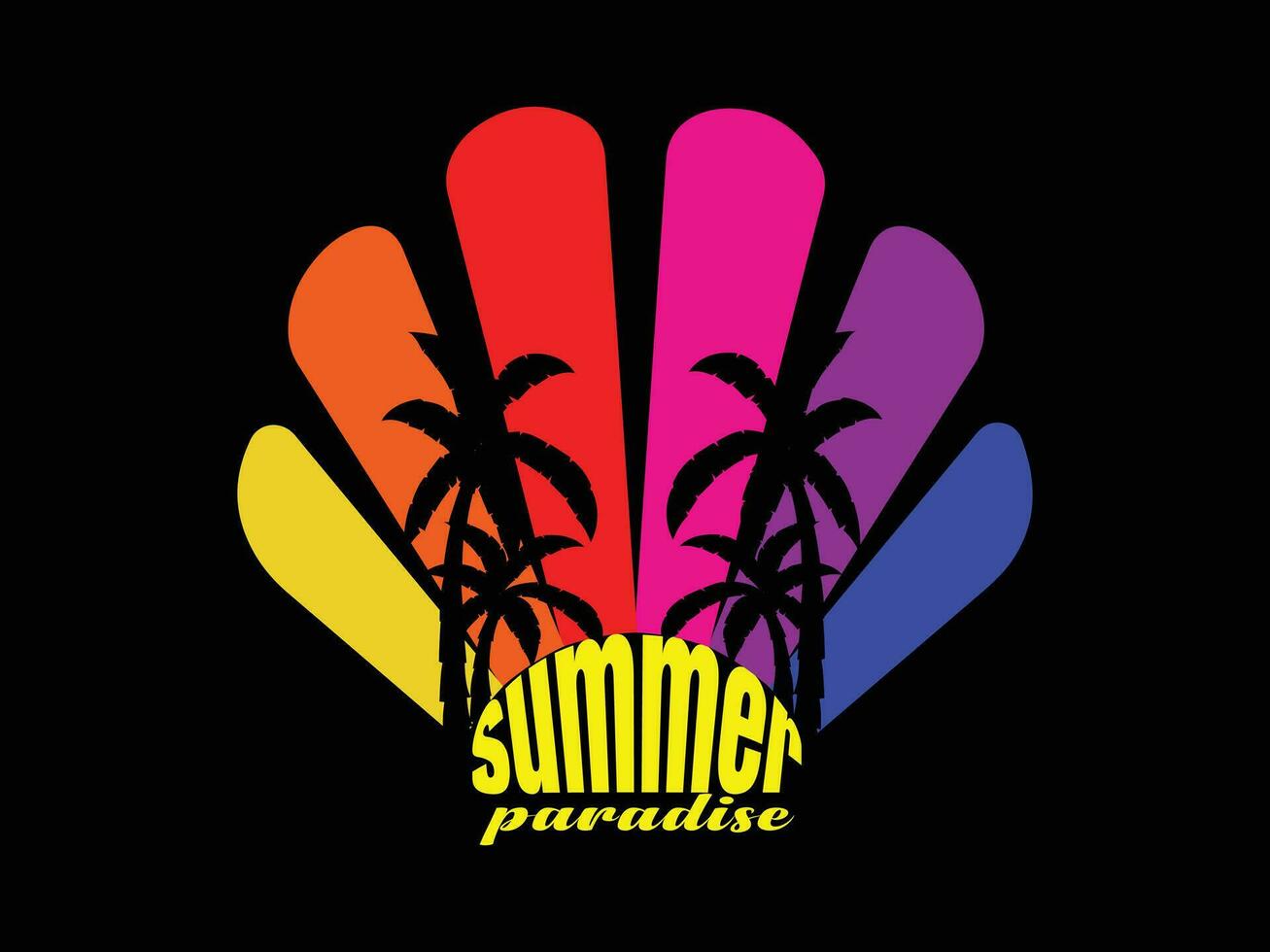 Enjoy Summer Vacations T-shirt Design Vector Illustration and apparel vector design, print, typography, poster, emblem with palm trees. With Surfing Man, Vector Print Design Artwork, Summer T-shirt