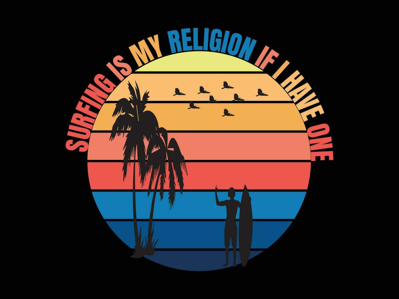 Summer t-shirt and apparel trendy design with palm trees silhouettes, typography, print, vector illustration. Hiking , Camping