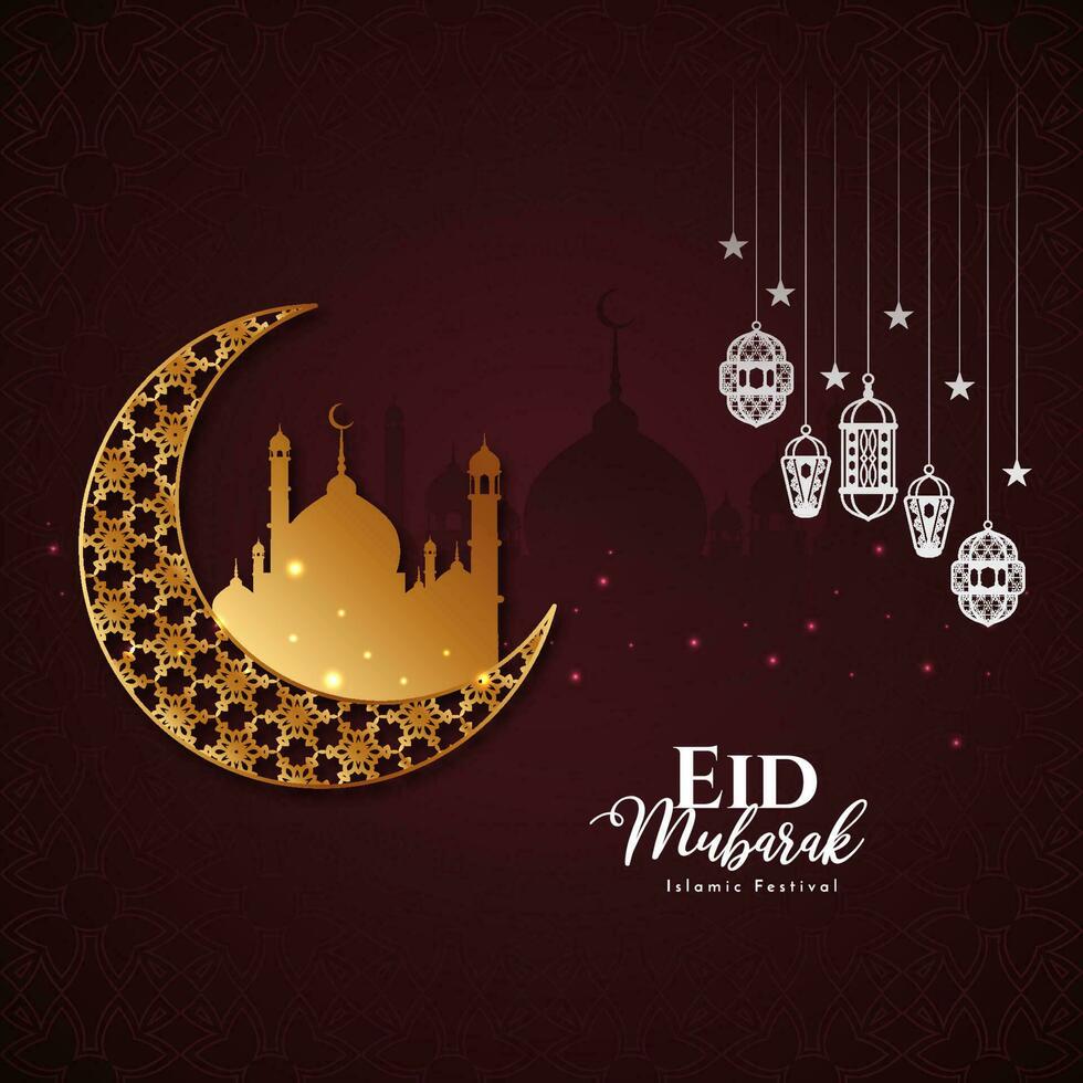 Religious Islamic Eid Mubarak festival greeting background design vector