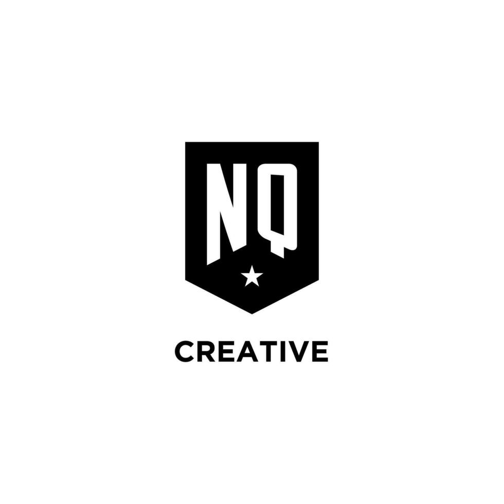 nq monograma inicial logo con geométrico proteger y estrella icono diseño estilo vector