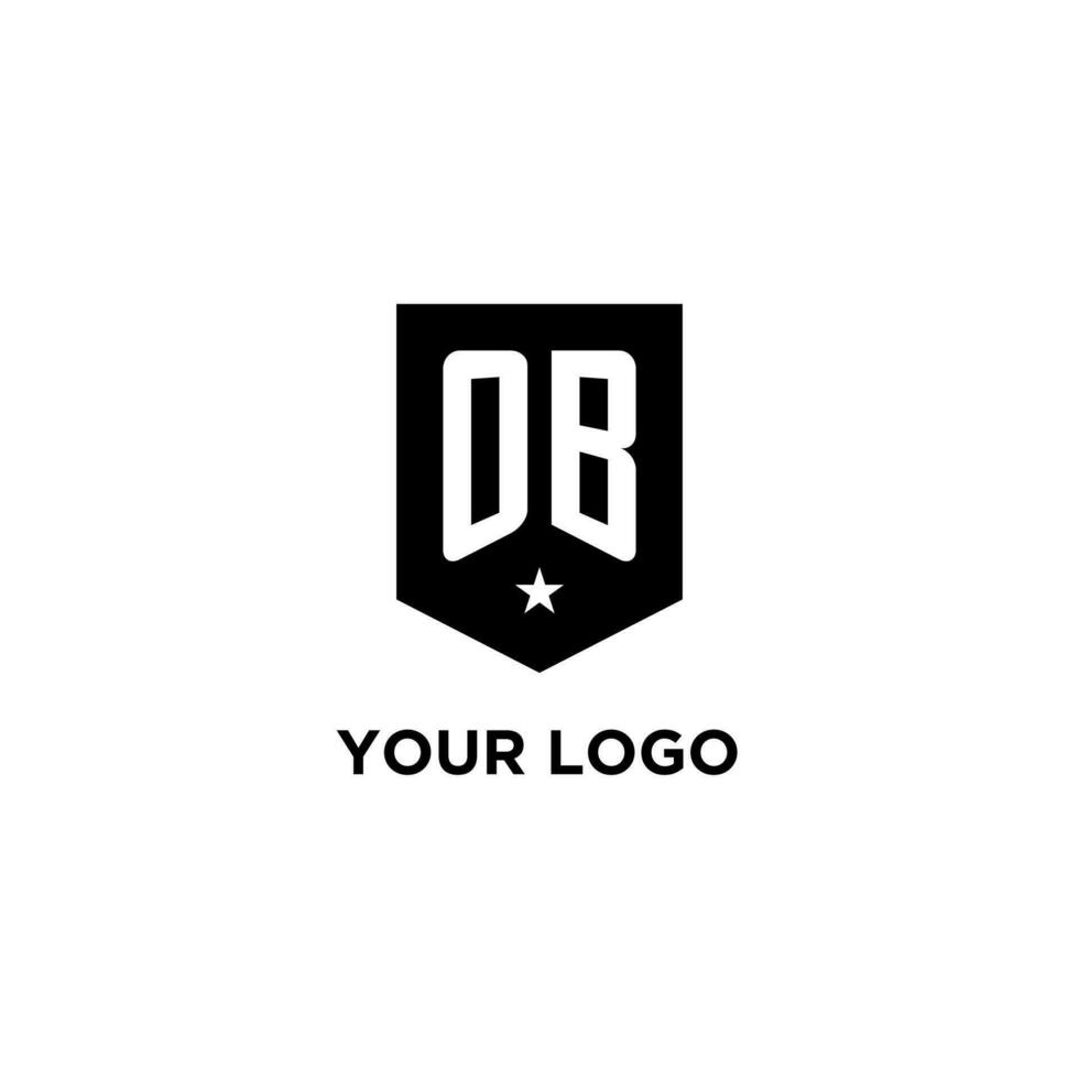 OB monogram initial logo with geometric shield and star icon design style vector