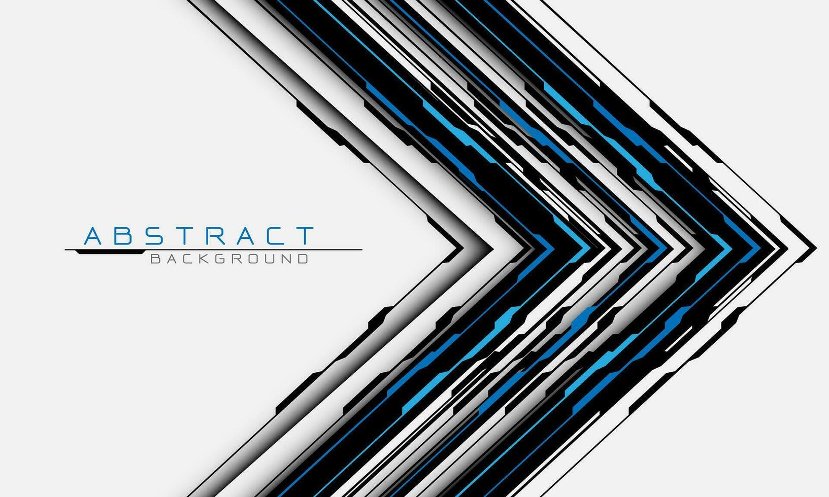 resumen ciber circuito azul negro flecha dirección geométrico en blanco blanco espacio diseño moderno futurista tecnología creativo antecedentes vector