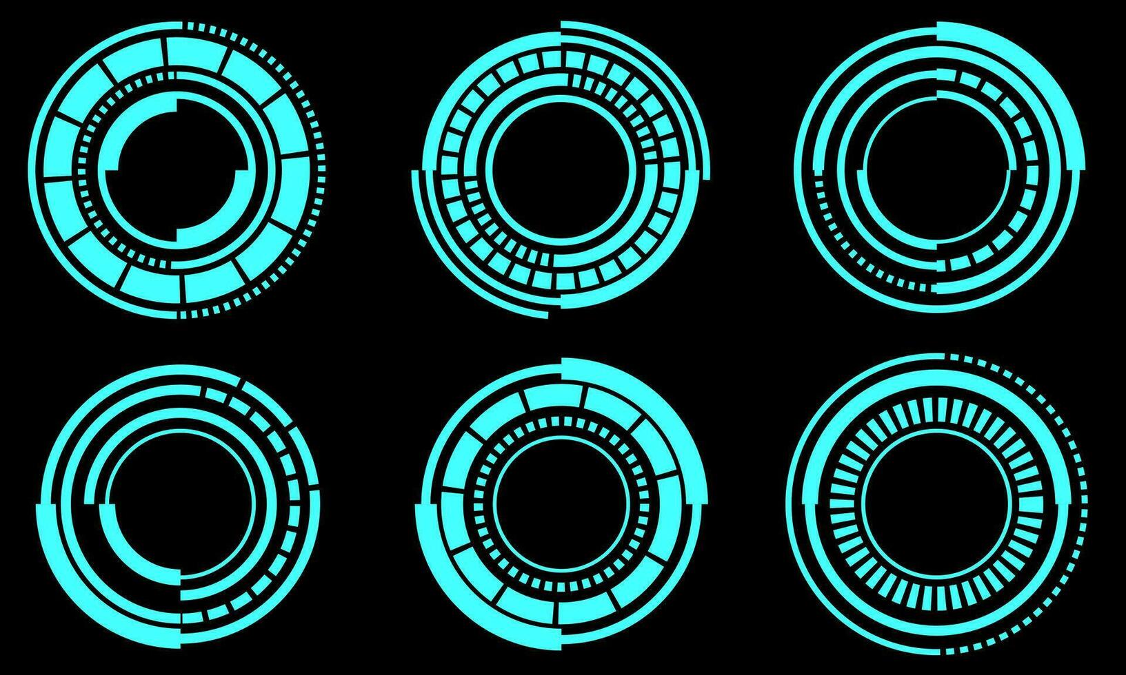Set of sci fi circle user interface elements technology futuristic design modern creative vector