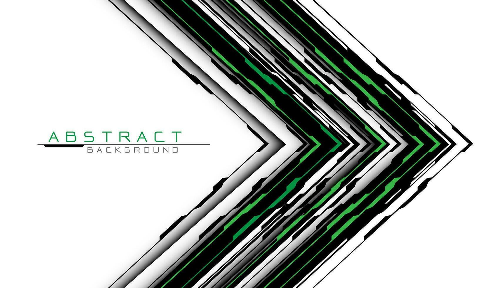 resumen ciber circuito verde negro flecha dirección geométrico en blanco blanco espacio diseño moderno futurista tecnología creativo antecedentes vector
