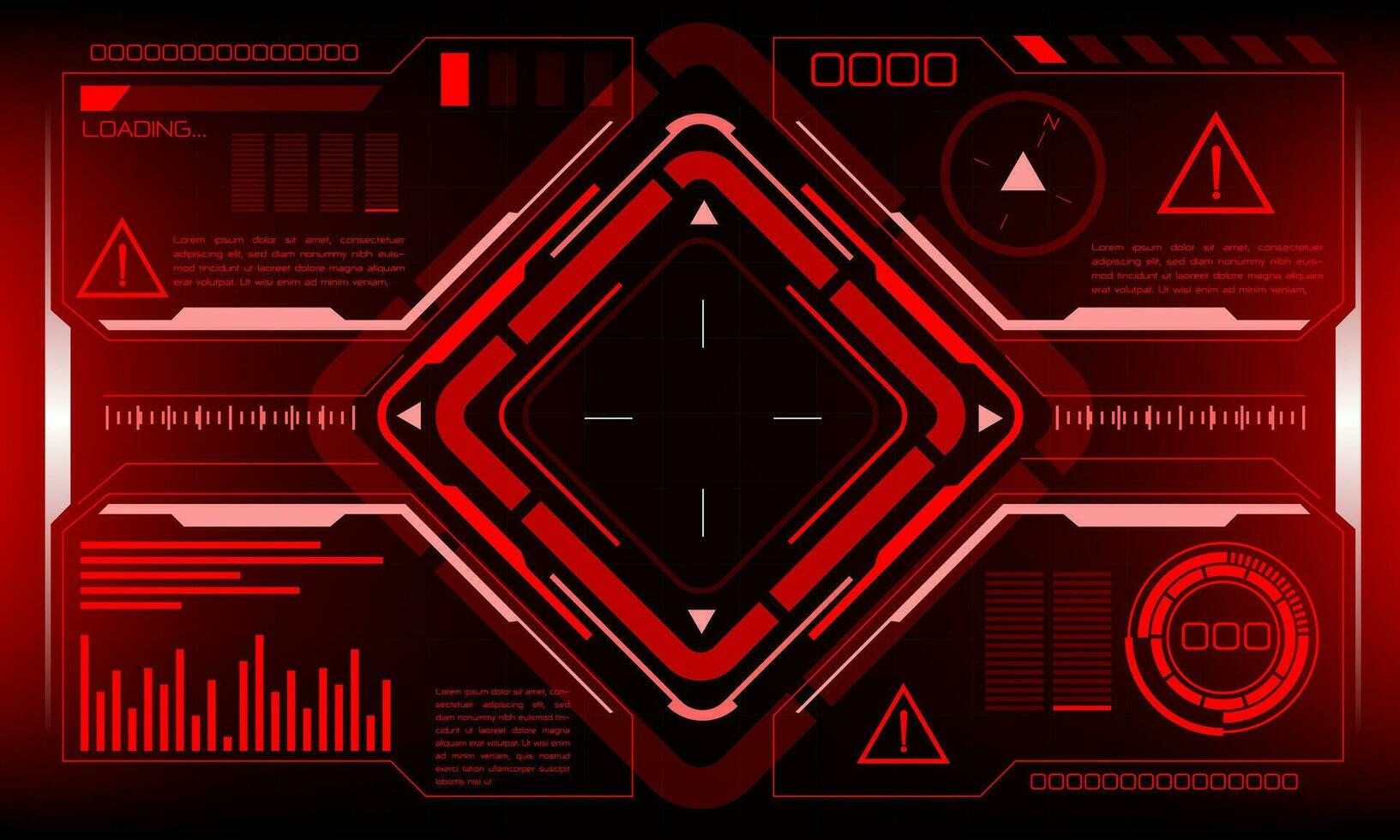 HUD sci-fi interface screen danger warning view design virtual reality futuristic technology display vector