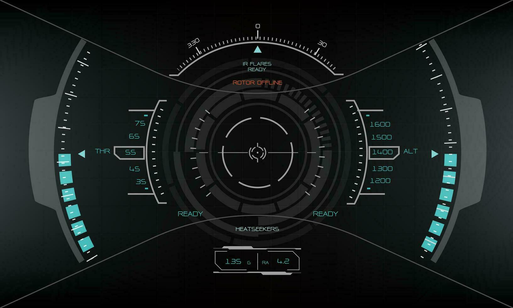 HUD sci-fi interface screen blue grey view design virtual reality futuristic technology display vector