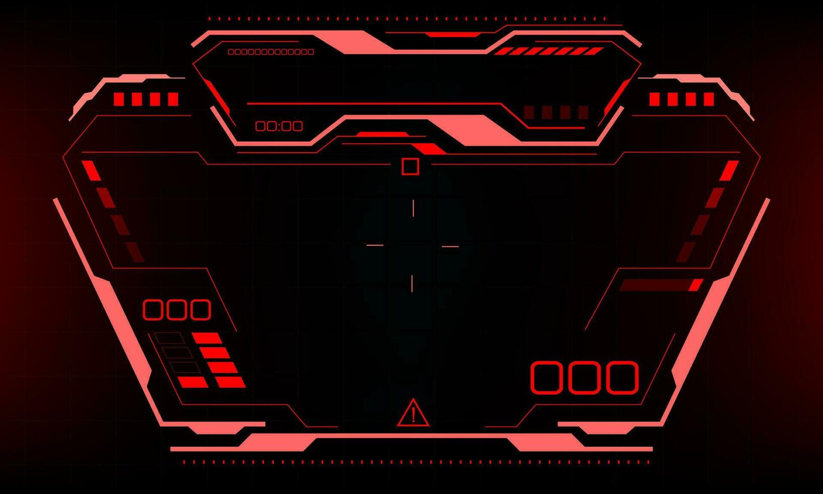 HUD sci-fi interface screen red danger warning  dashboard digital view design virtual reality futuristic technology display vector
