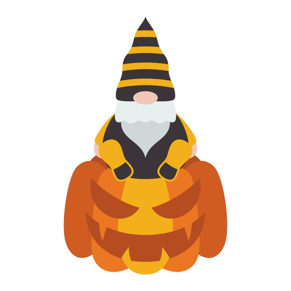 Cute Halloween Gnomes Illustration Isolated On White Background. Cute Gnomes Halloween Character Illustration. Cute Gnomes Clip Art For Halloween Day. vector