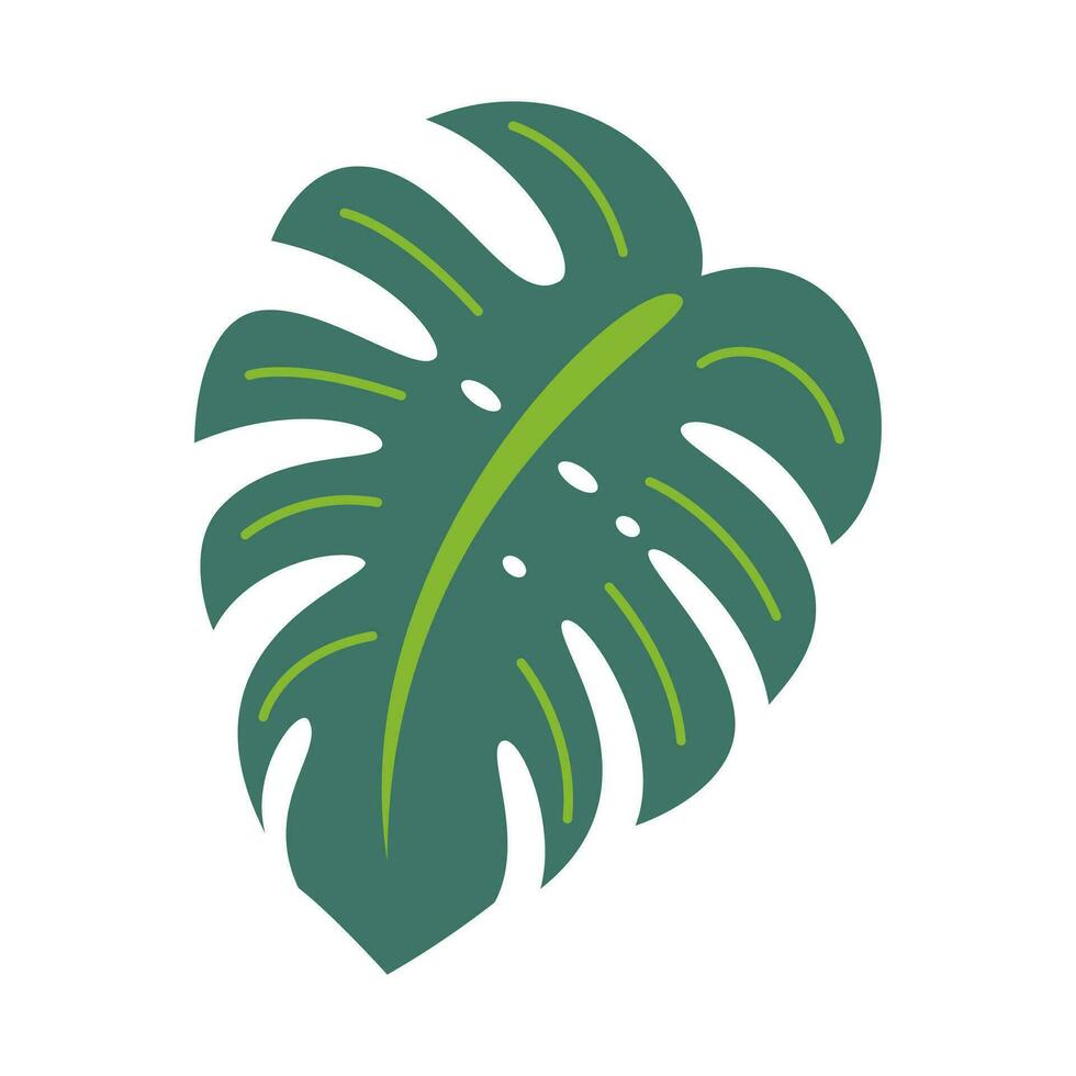 Tropical leaves and abstract exotic plant vector design elements on the white background. Flat Design jungle leaves. Nature plant tropical leaves