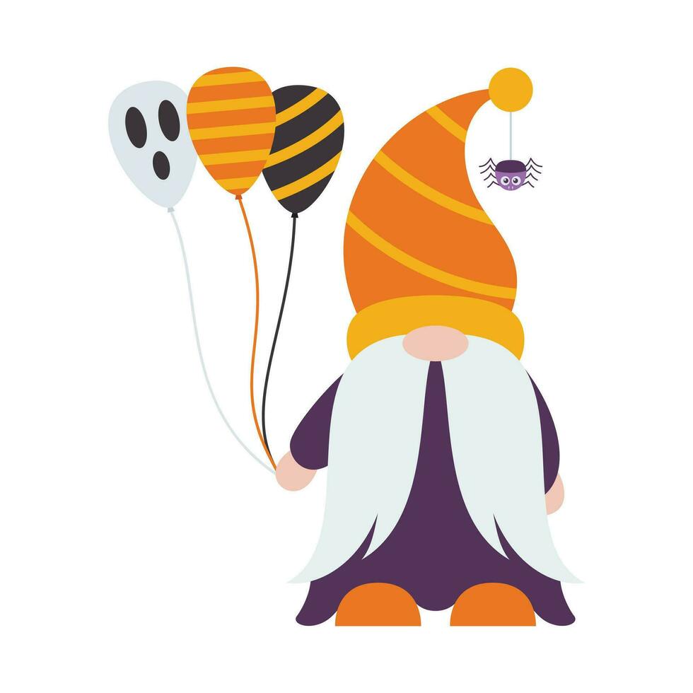 Cute Halloween Gnomes Illustration Isolated On White Background. Cute Gnomes Halloween Character Illustration. Cute Gnomes Clip Art For Halloween Day. vector