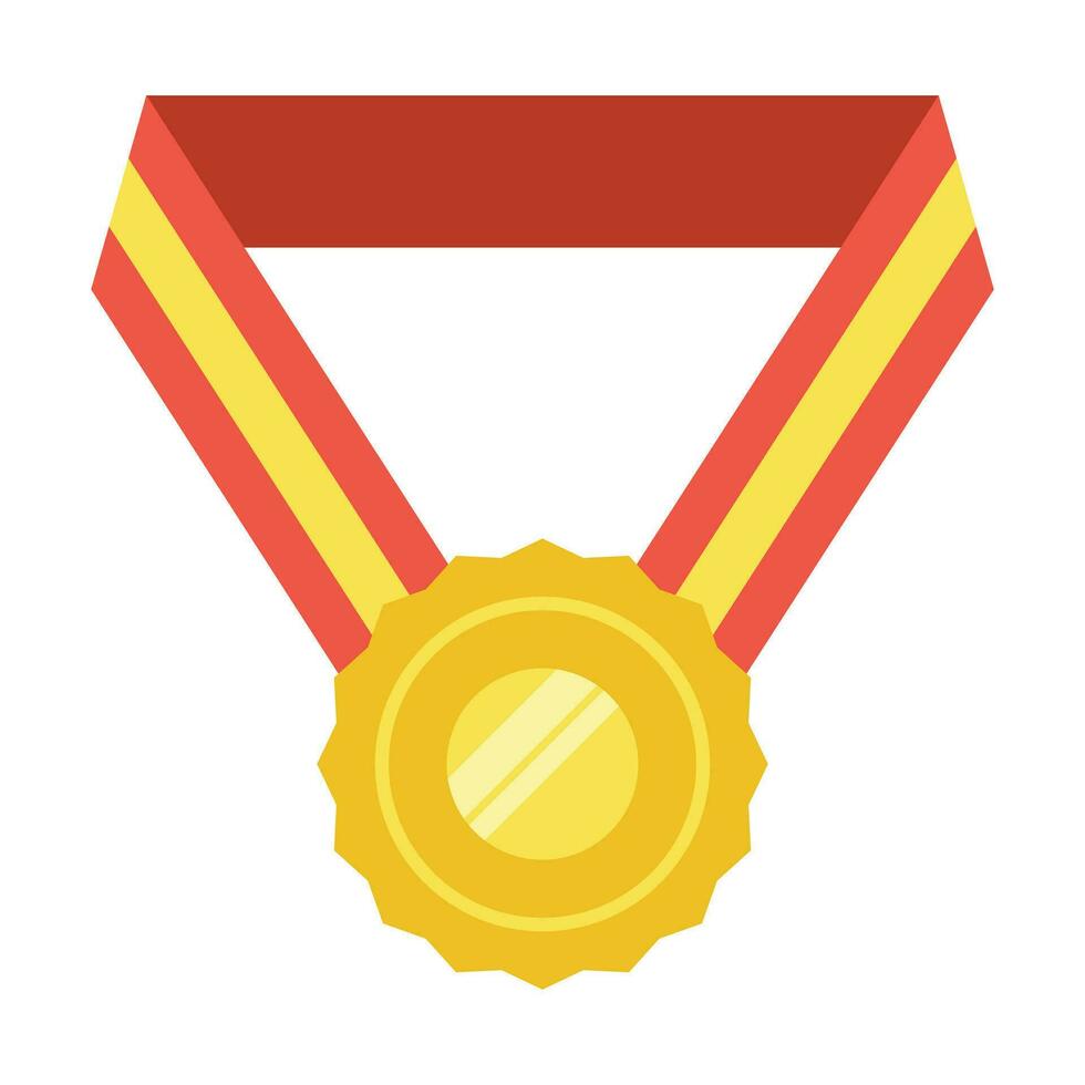 Gold medal or winner award icon, logo. Suitable for the design element of a championship medal, first place winner, gold, silver and bronze medalist. Circle awards with ribbons. Achievement symbol. vector