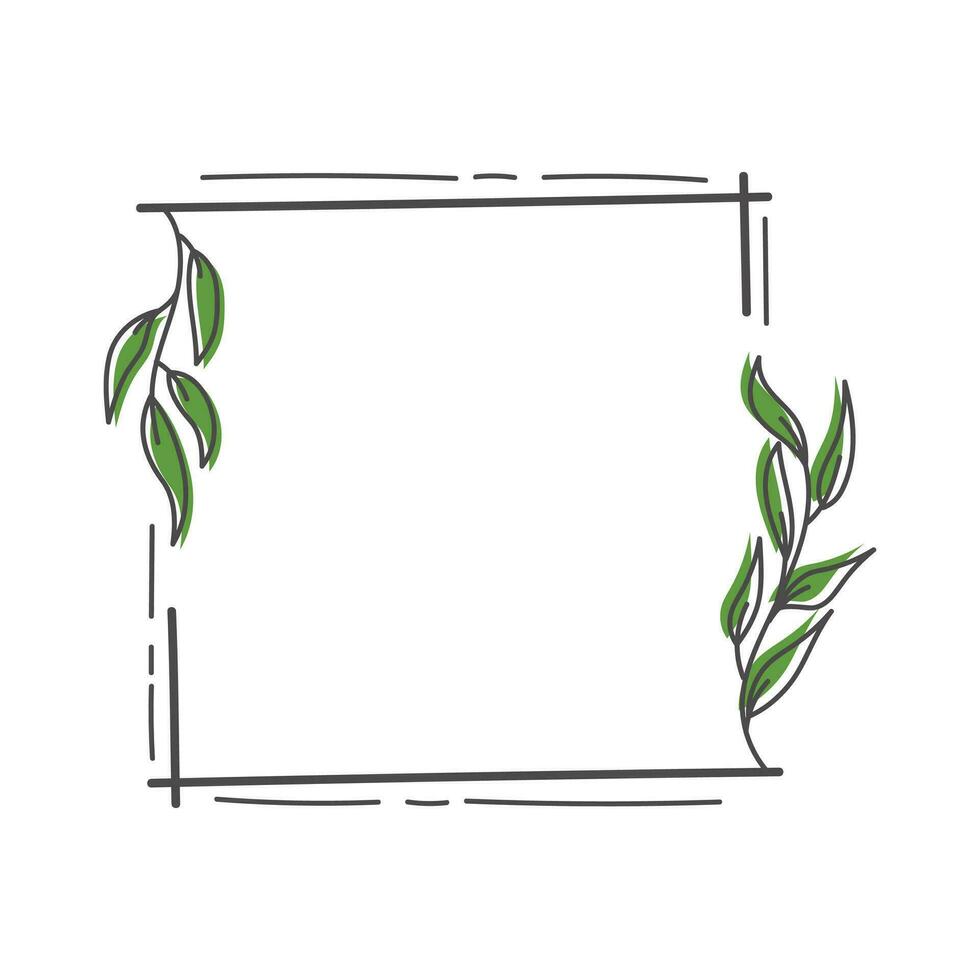 estético floral marco ilustración aislado en blanco. minimalista floral elemento diseños para invitaciones, monogramas, marcos, fronteras, etc. vector