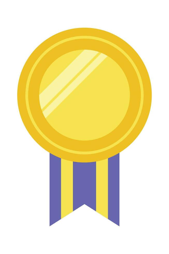 Gold medal or winner award icon, logo. Suitable for the design element of a championship medal, first place winner, gold, silver and bronze medalist. Circle awards with ribbons. Achievement symbol. vector