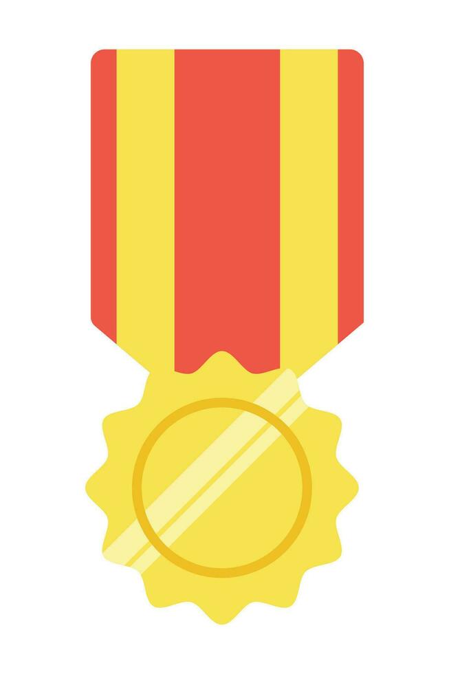 Gold medal or winner award icon, logo. Suitable for the design element of a championship medal, first place winner, gold, silver and bronze medalist. Circle awards with ribbons. Achievement symbol. vector