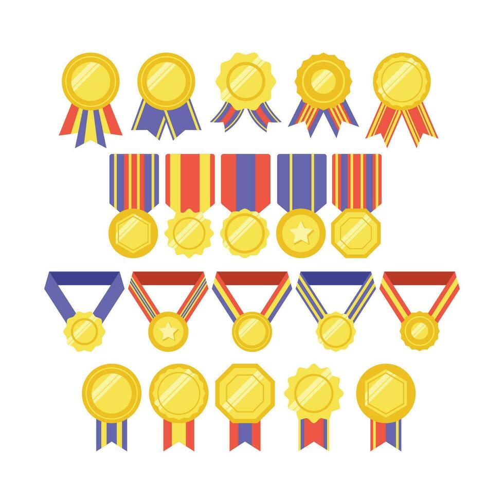 oro medalla o ganador premio icono, logo. adecuado para el diseño elemento de un campeonato medalla, primero sitio ganador, oro, plata y bronce medallista. circulo premios con cintas logro símbolo. vector
