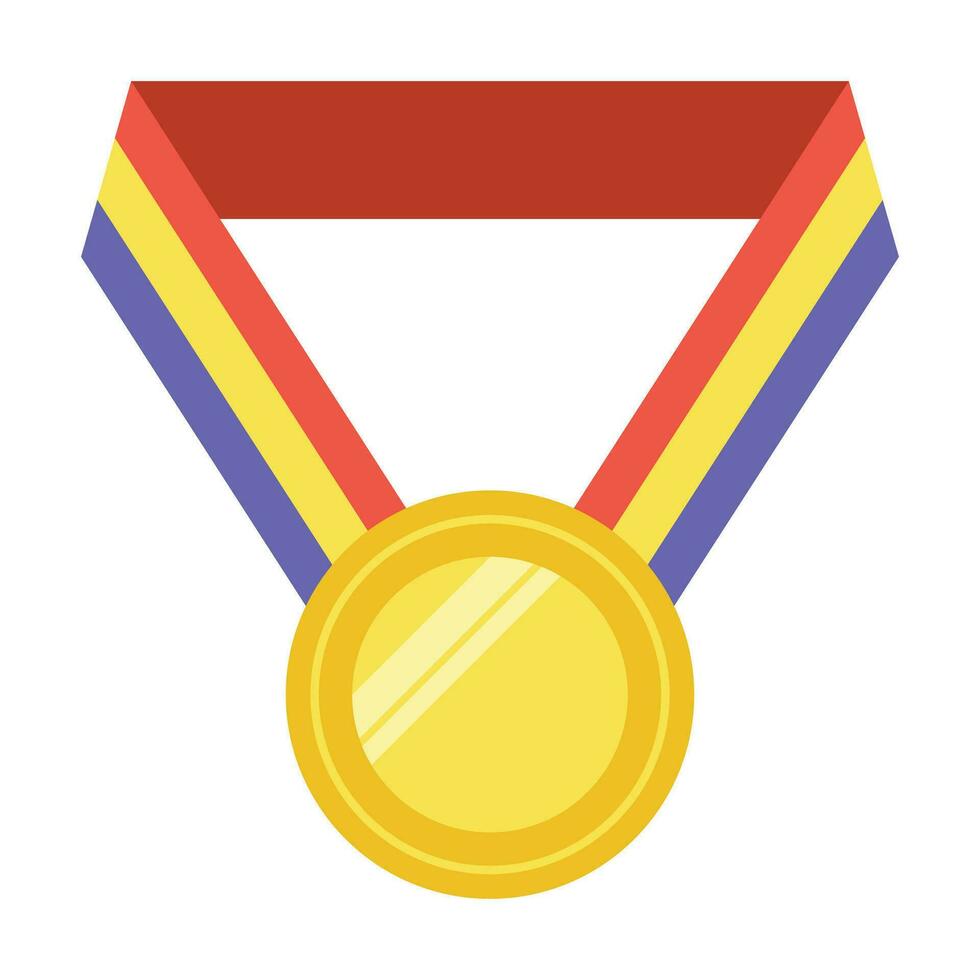 Gold medal or winner award icon, logo. Suitable for the design element of a championship medal, first place winner, gold, silver and bronze medalist. Circle awards with ribbons. Achievement symbol. vector