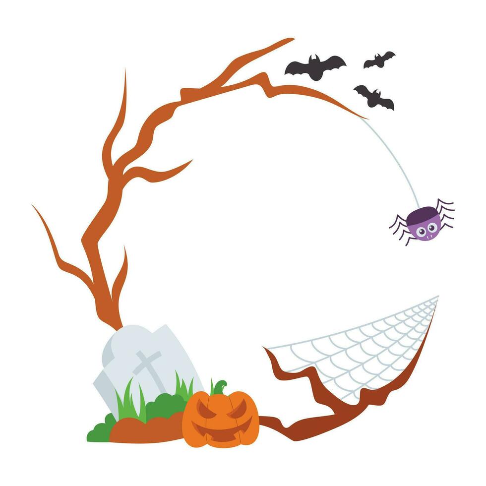 Halloween Frame Element. Halloween Border Decoration. Happy Halloween circle frame or border for party invitation, poster, place text in the frame. vector