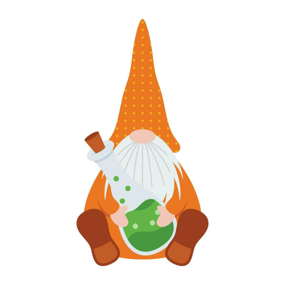 Cute Halloween Gnomes Illustration Isolated On White Background. Cute Gnomes Halloween Character Illustration. Cute Gnomes Clip Art For Halloween Day. vector