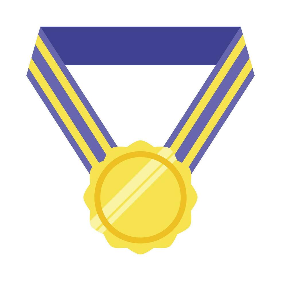 Gold medal or winner award icon, logo. Suitable for the design element of a championship medal, first place winner, gold, silver and bronze medalist. Circle awards with ribbons. Achievement symbol. vector