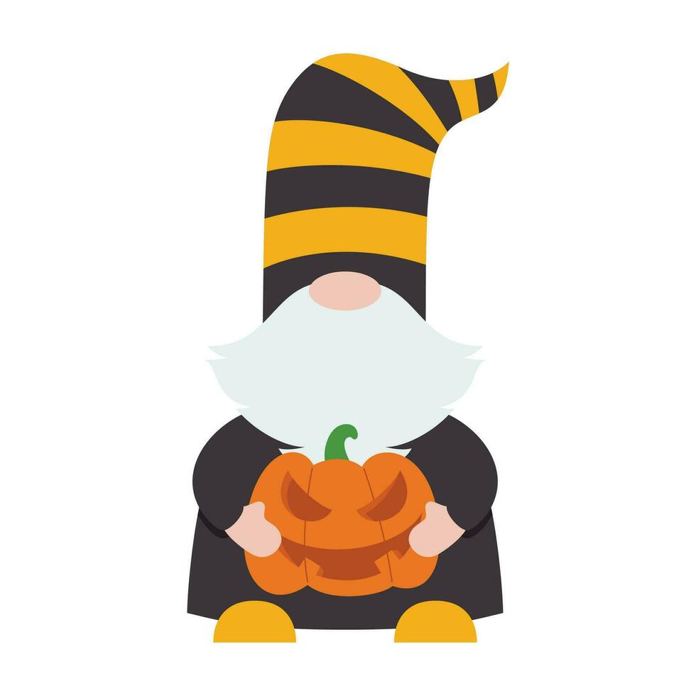 Cute Halloween Gnomes Illustration Isolated On White Background. Cute Gnomes Halloween Character Illustration. Cute Gnomes Clip Art For Halloween Day. vector