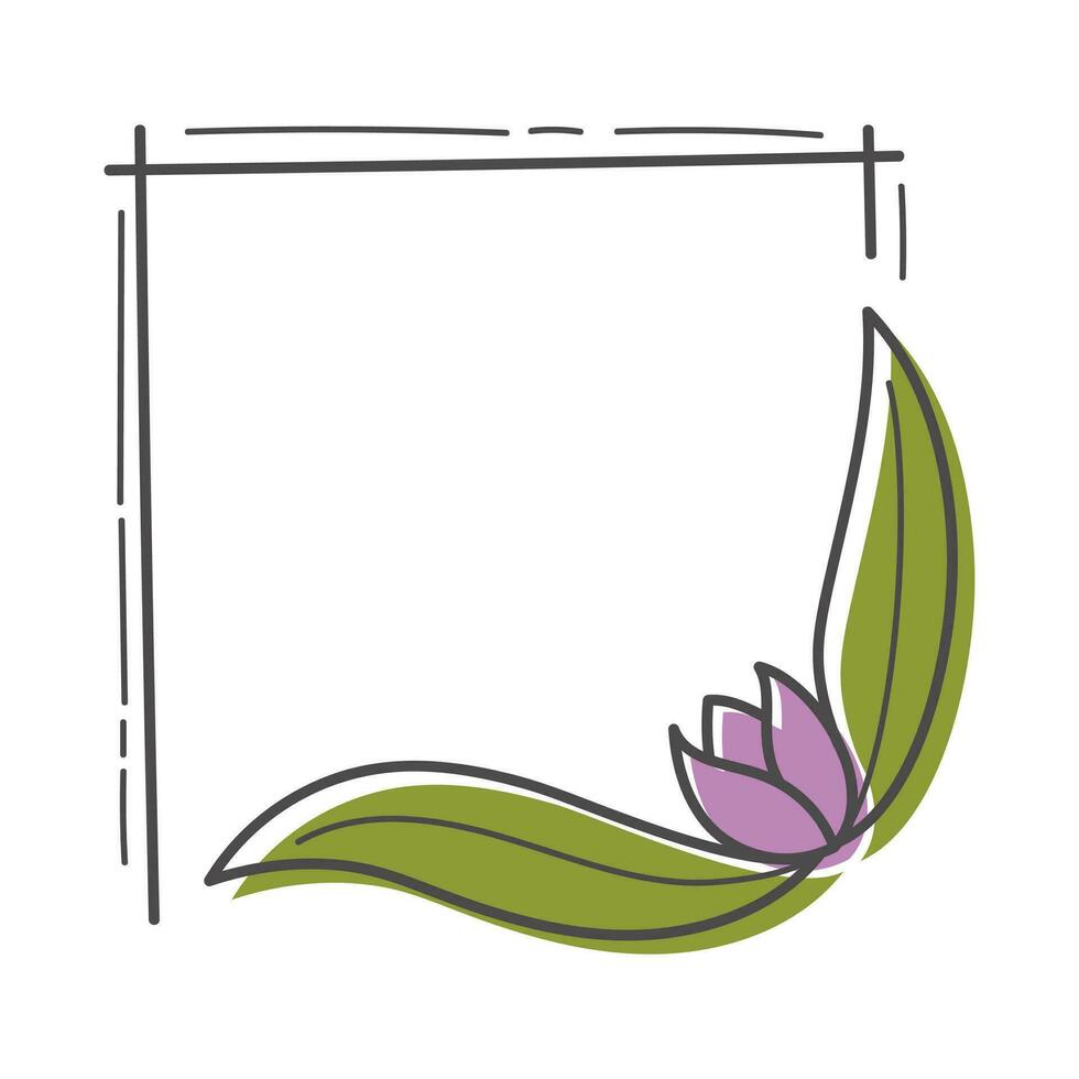 estético floral marco ilustración aislado en blanco. minimalista floral elemento diseños para invitaciones, monogramas, marcos, fronteras, etc. vector