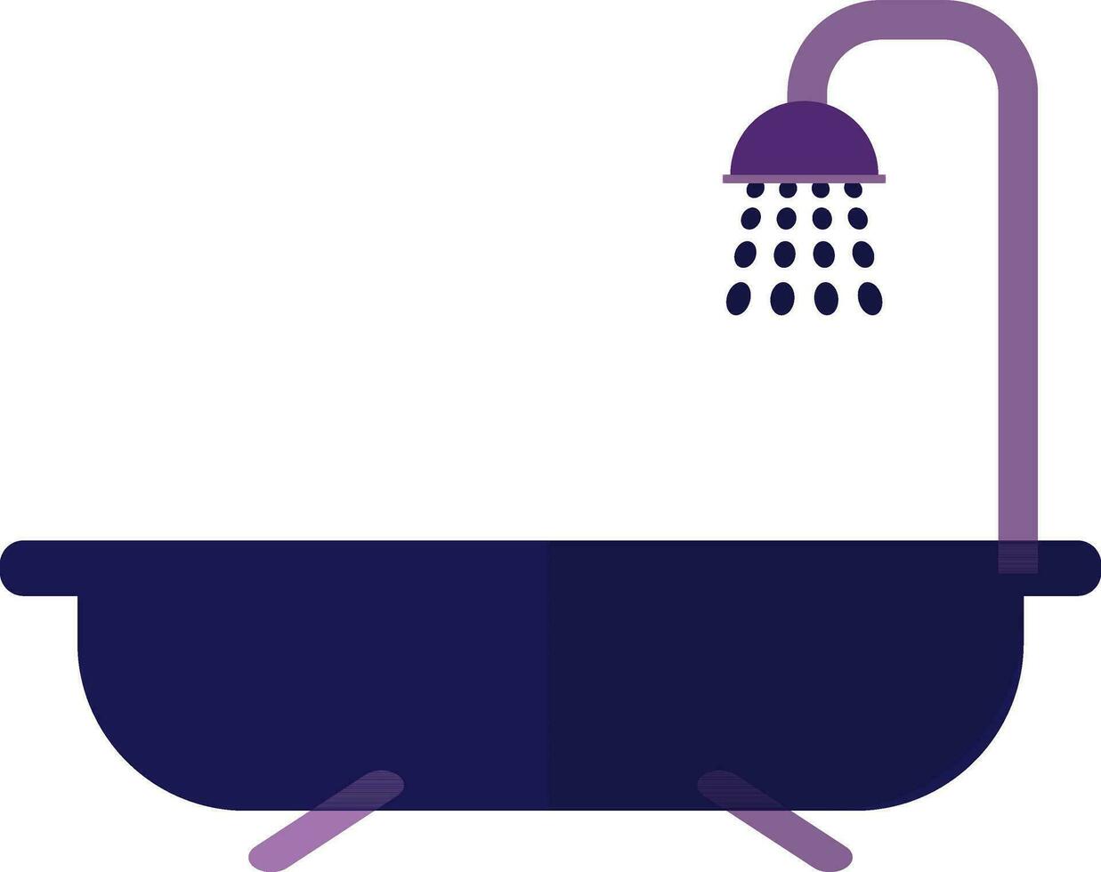 Purple shower with bathtub. vector