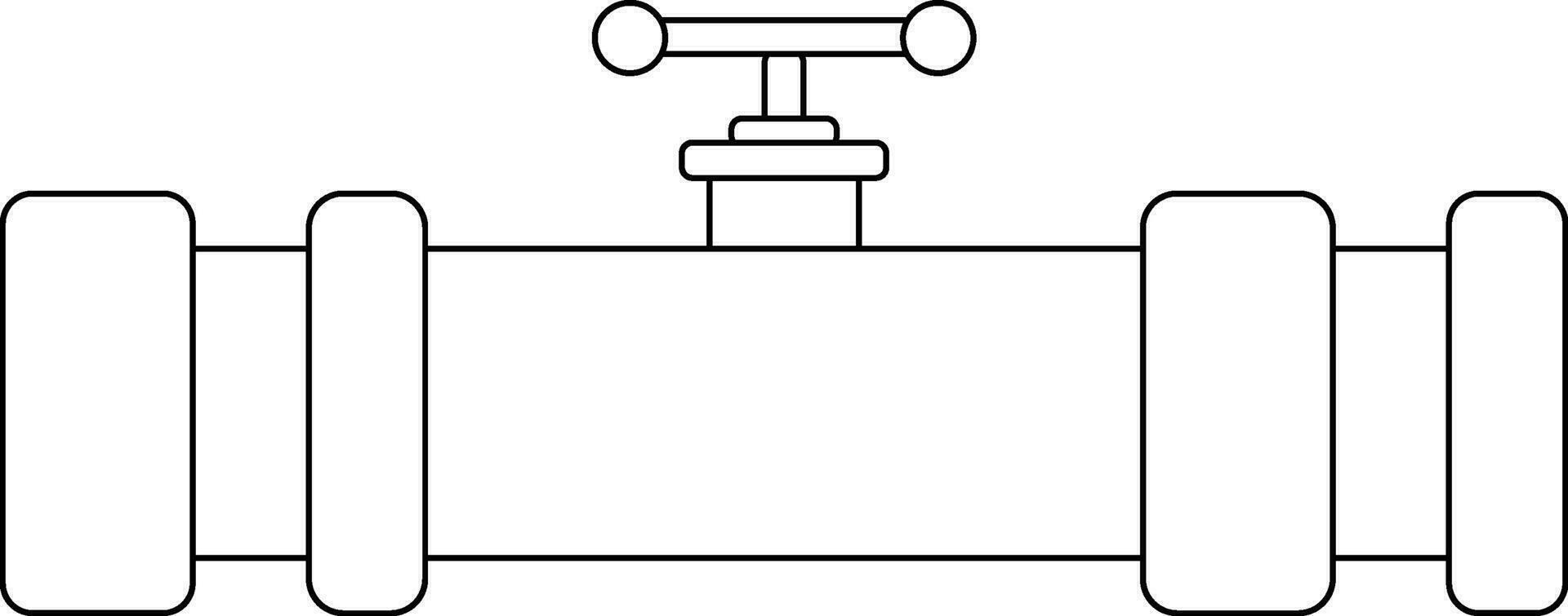 Illustration of a black line art valve pipe. vector