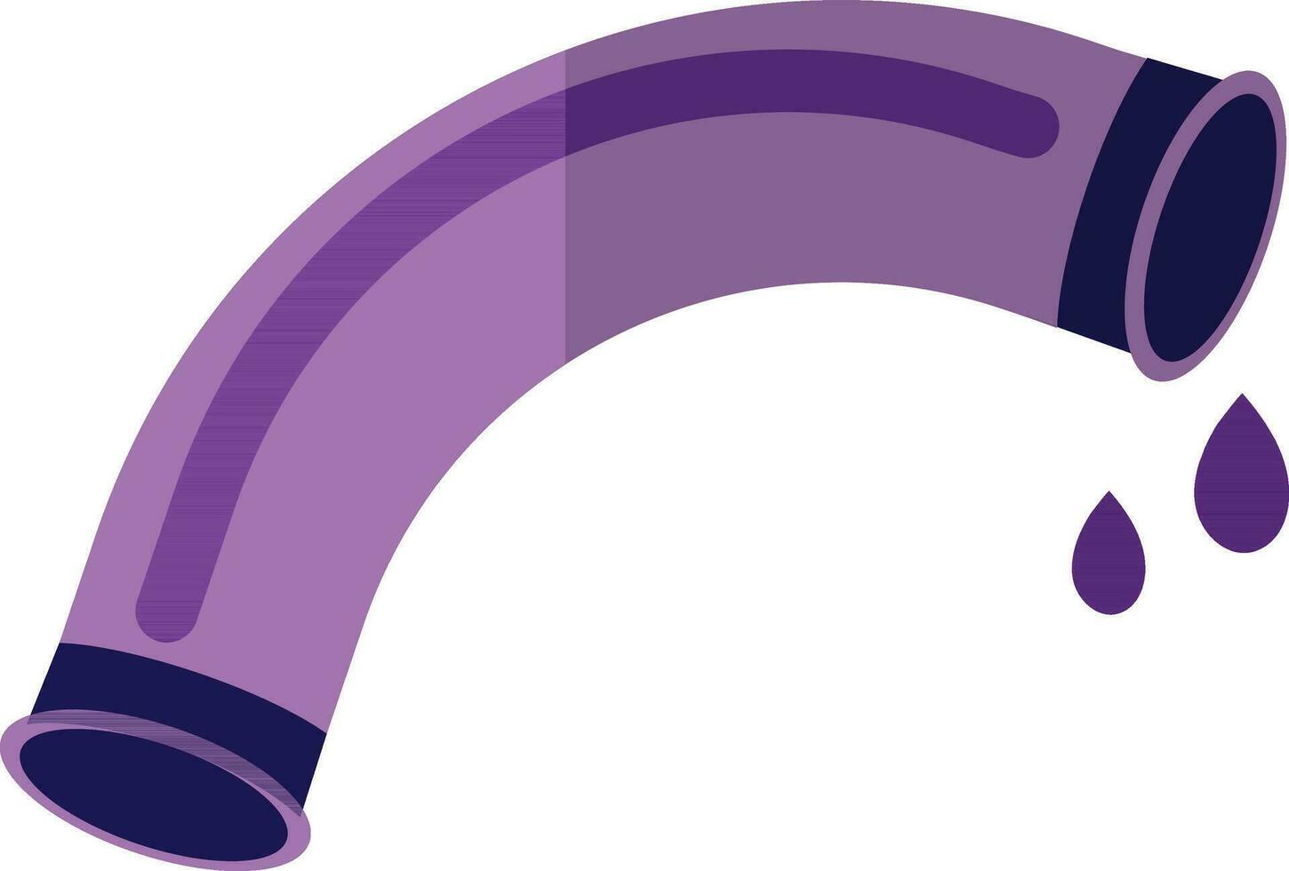 Flat style purple pipe with drops. vector