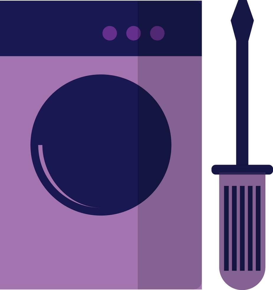 Purple watching machine with screwdriver. vector