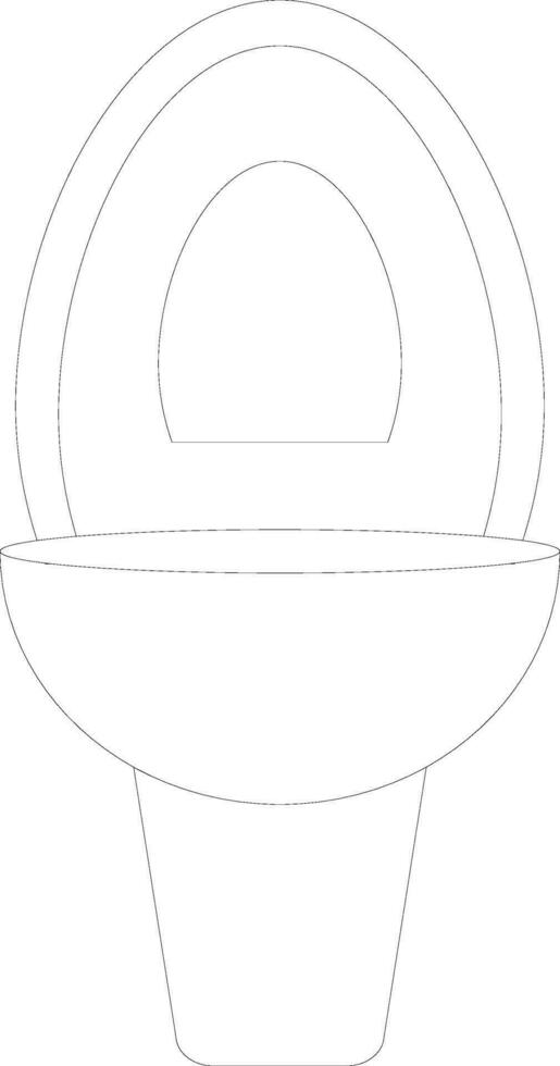 Isolated black line art toilet seat in flat style. vector