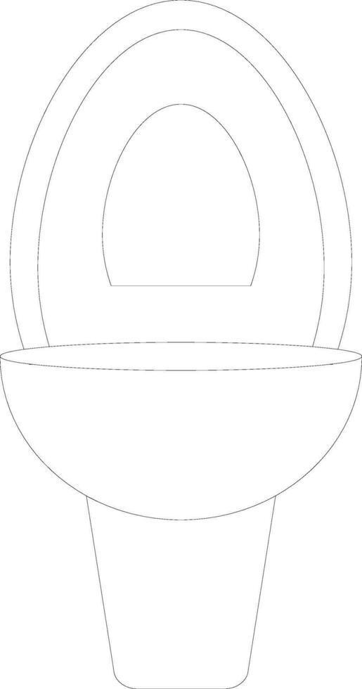 Isolated black line art toilet seat in flat style. vector