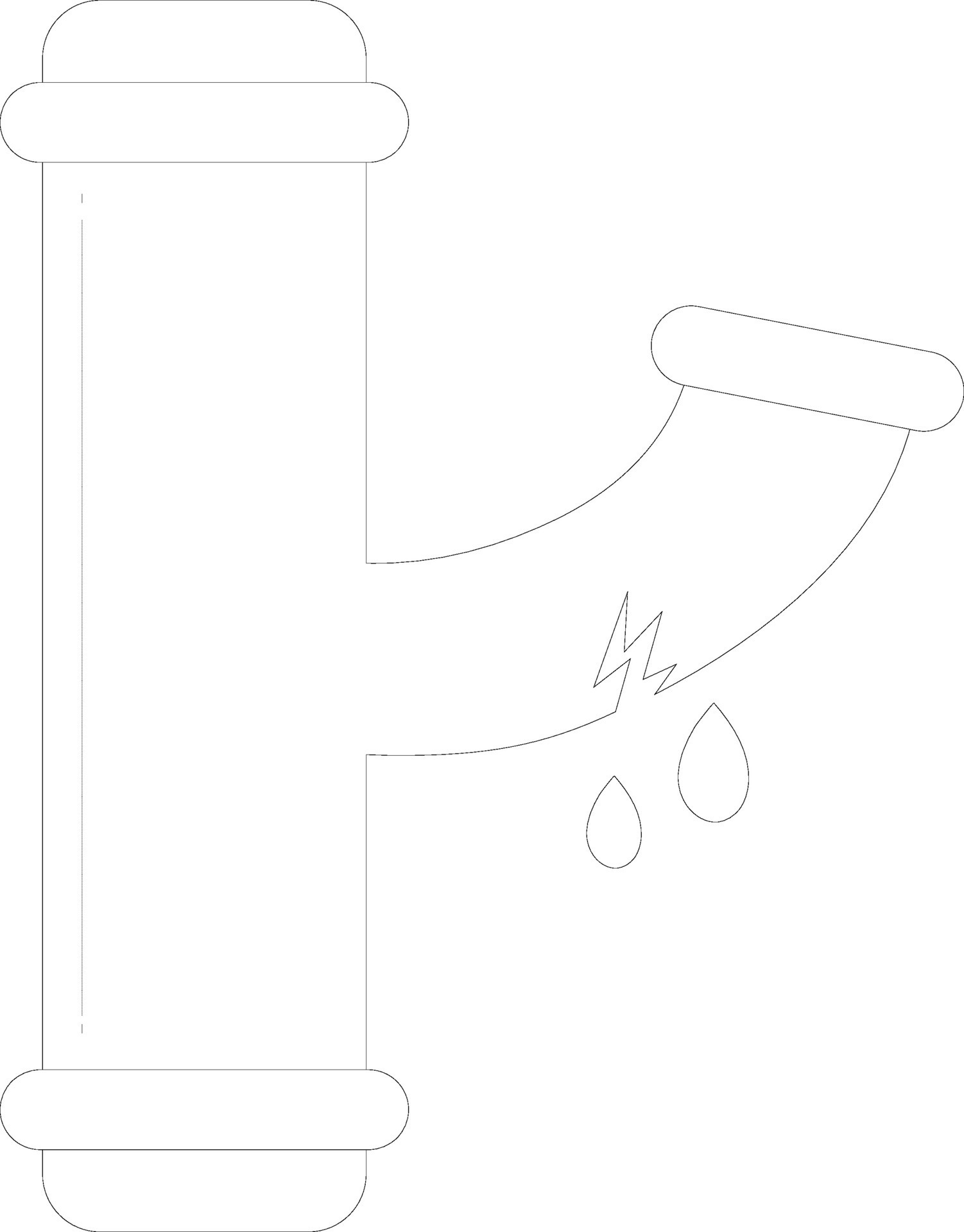 Leakage water pipe line in black line art illustration. 24803860 Vector