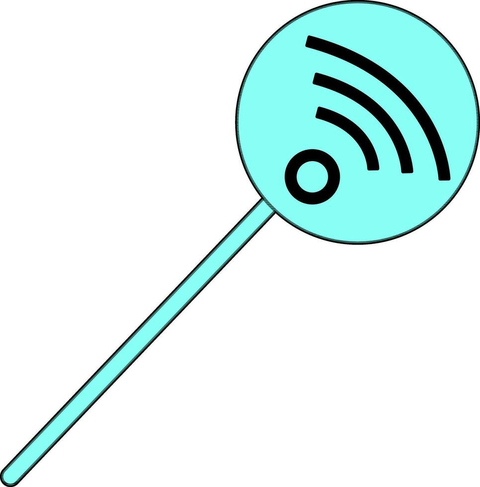 Blue mgnifying glass with wifi sign. vector