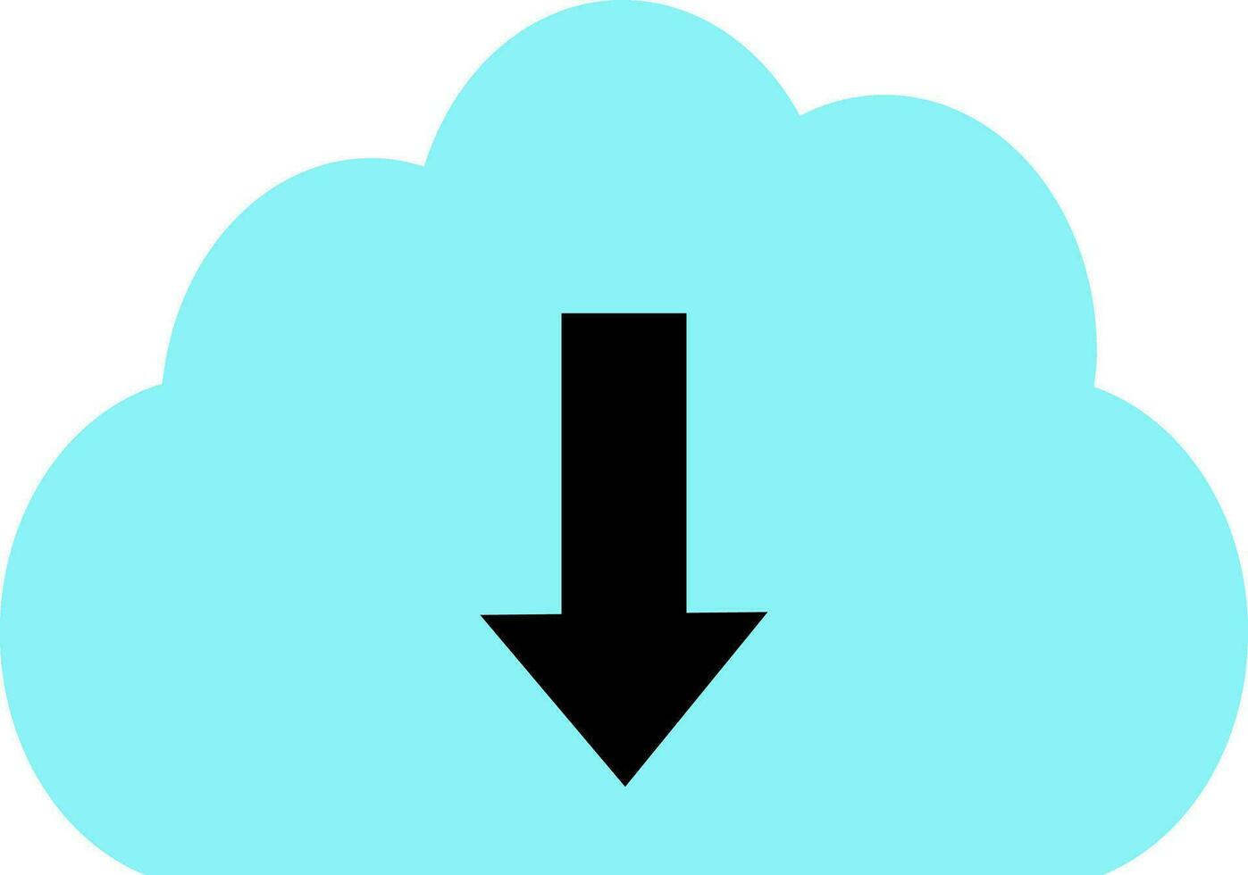 Black download arrow sign on blue cloud. vector