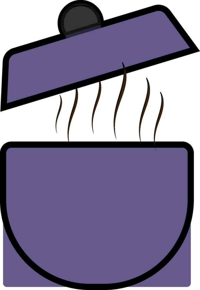 Open purple casserole pan in flat style. vector