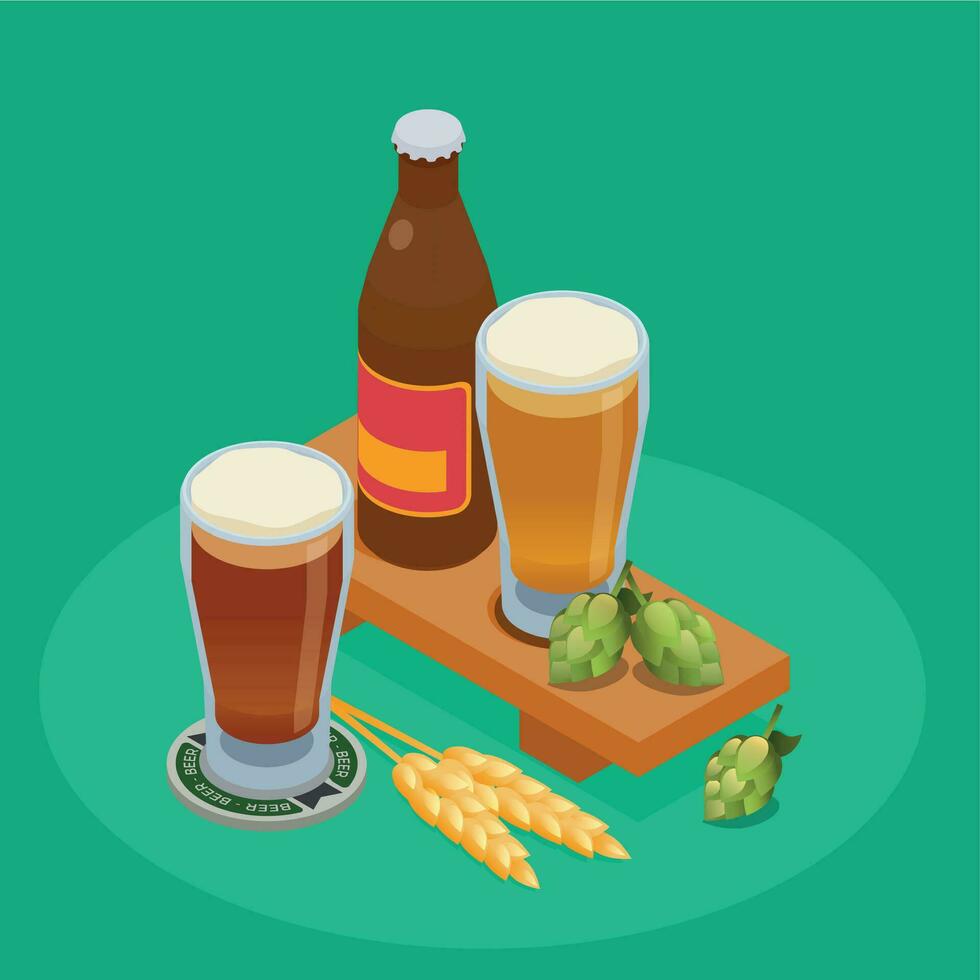 Brewery Isometric Composition vector