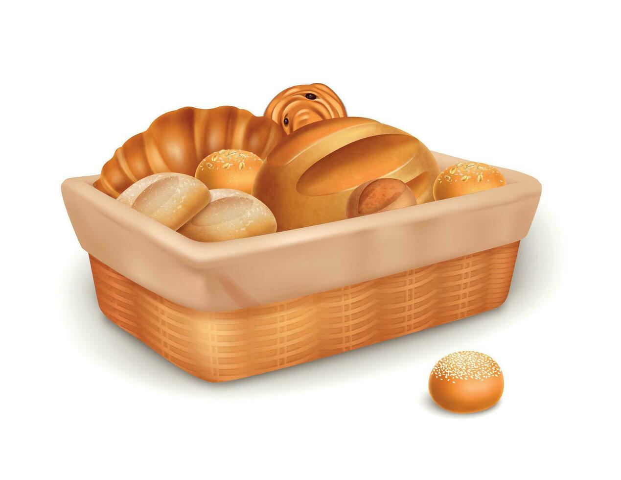 un pan en cesta ilustración vector