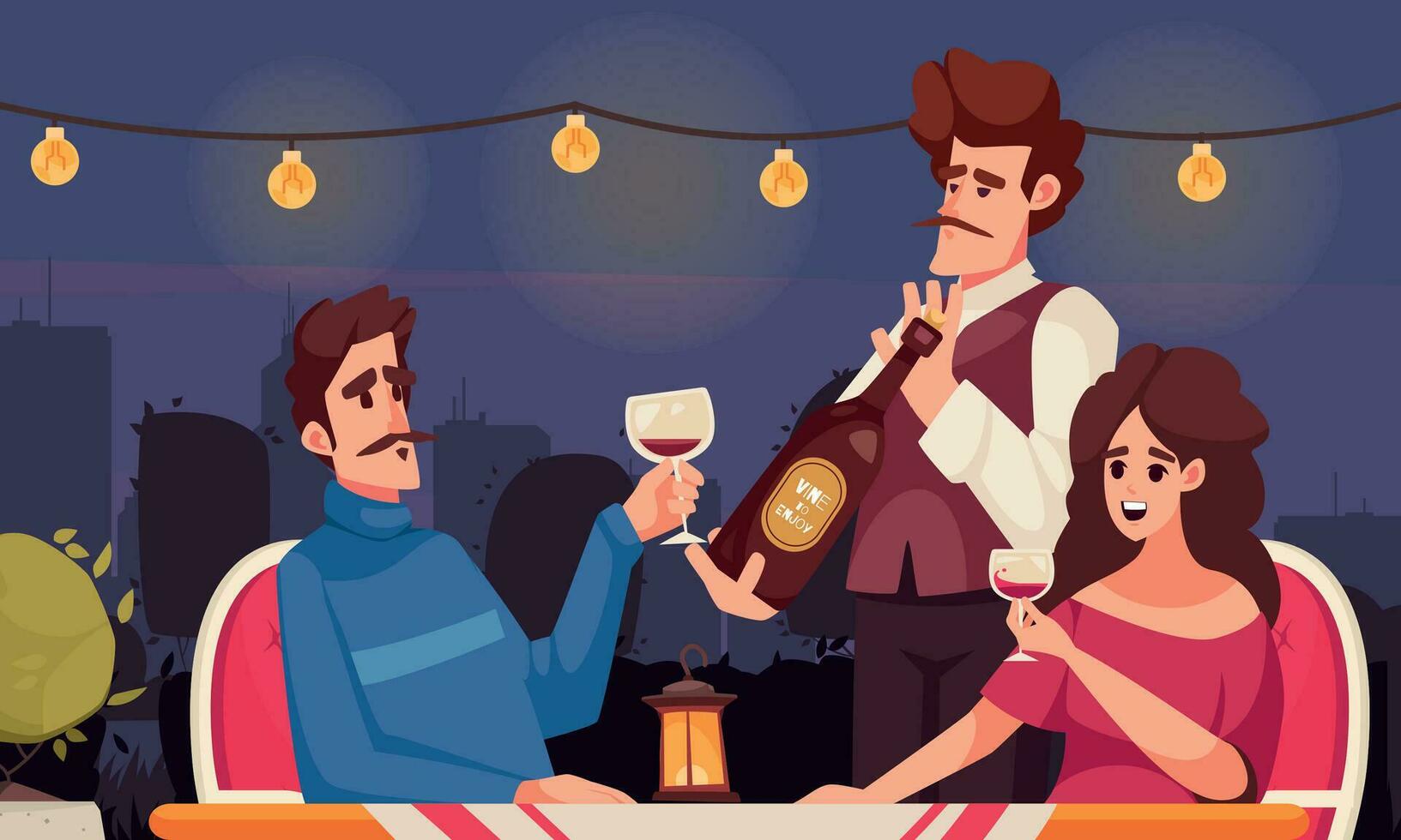 Wine Cartoon Scene vector