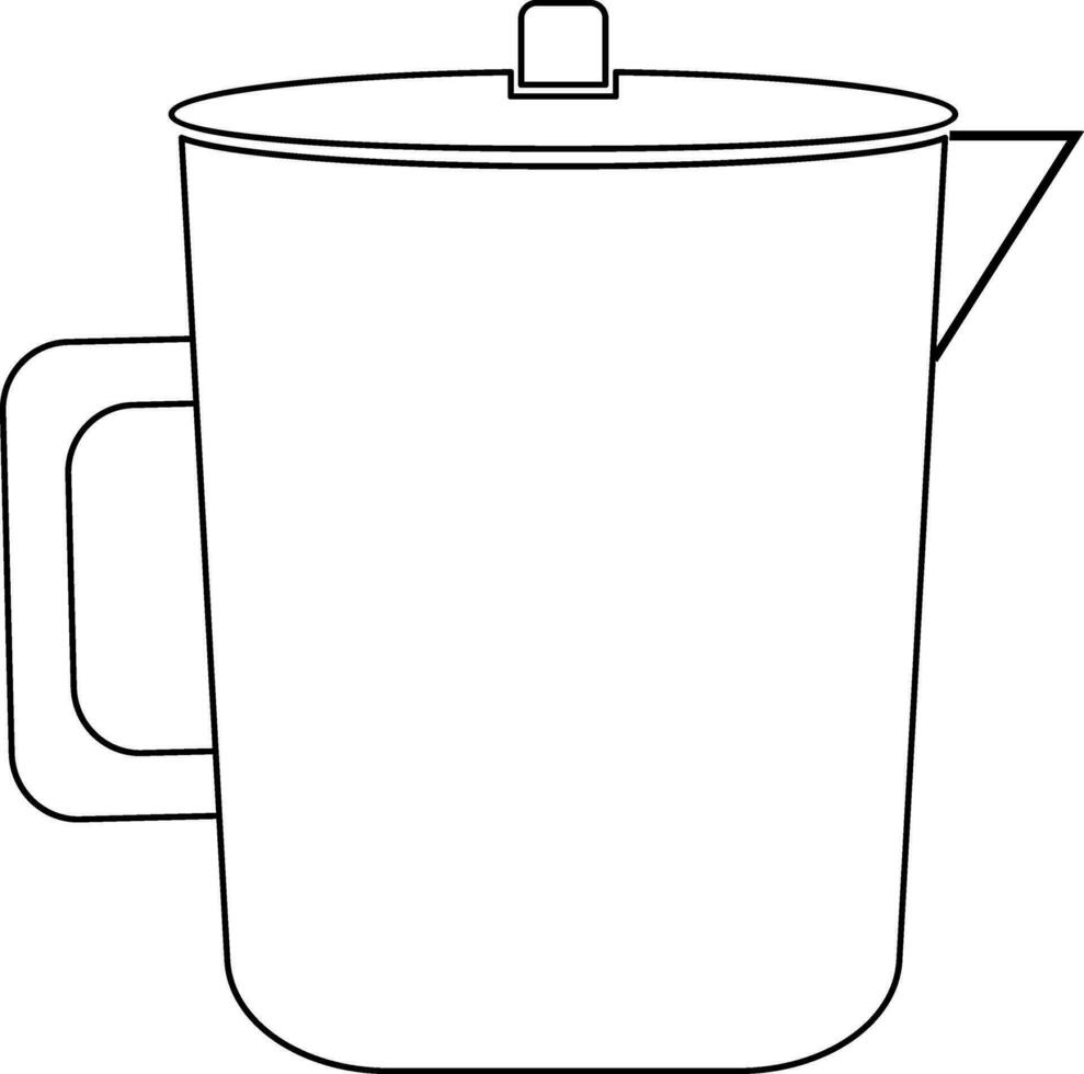 Black line art jug on white background. vector