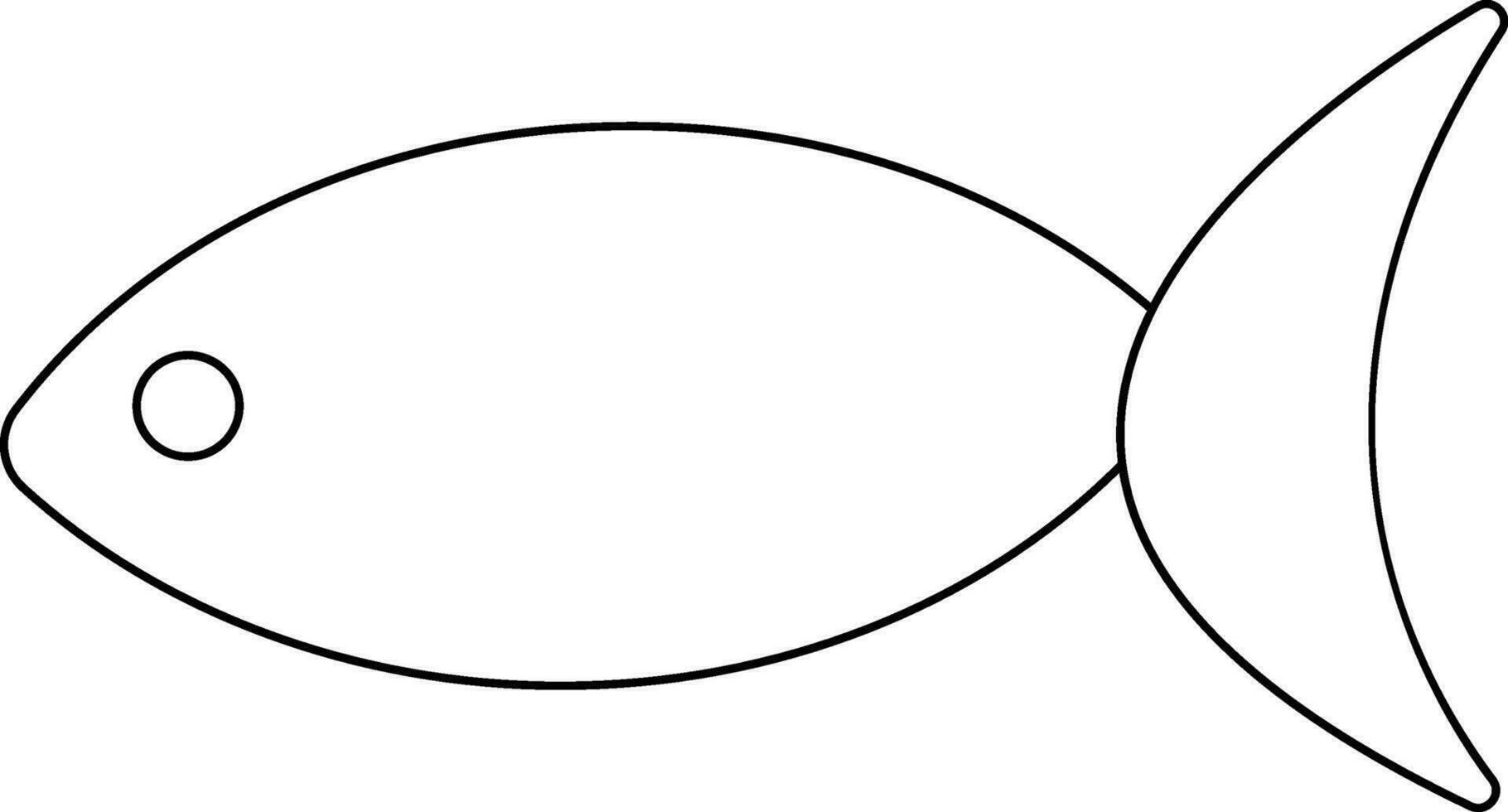 Character of a black line art fish. vector
