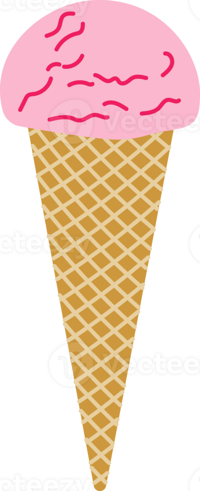 A Scoop of Pink Creamy Ice Cream In a Waffle Cone png
