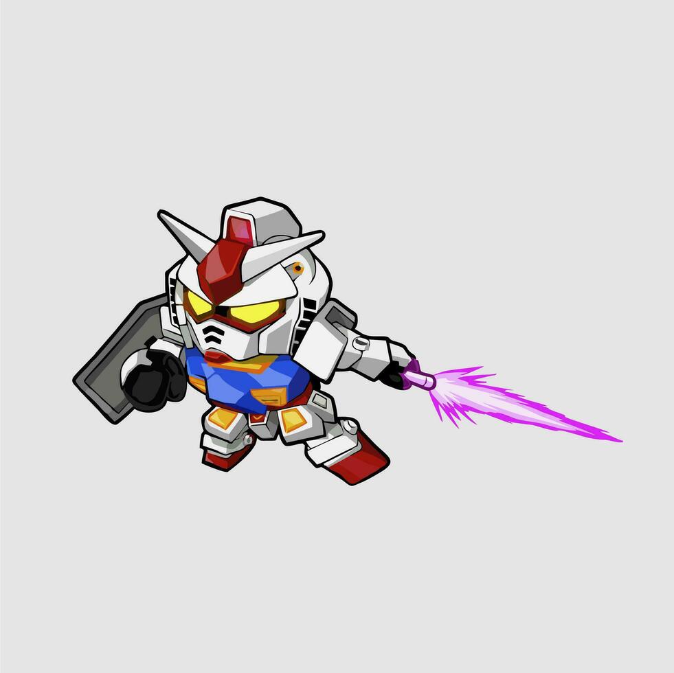 gundam cartoon robot combat uniform illustration vector