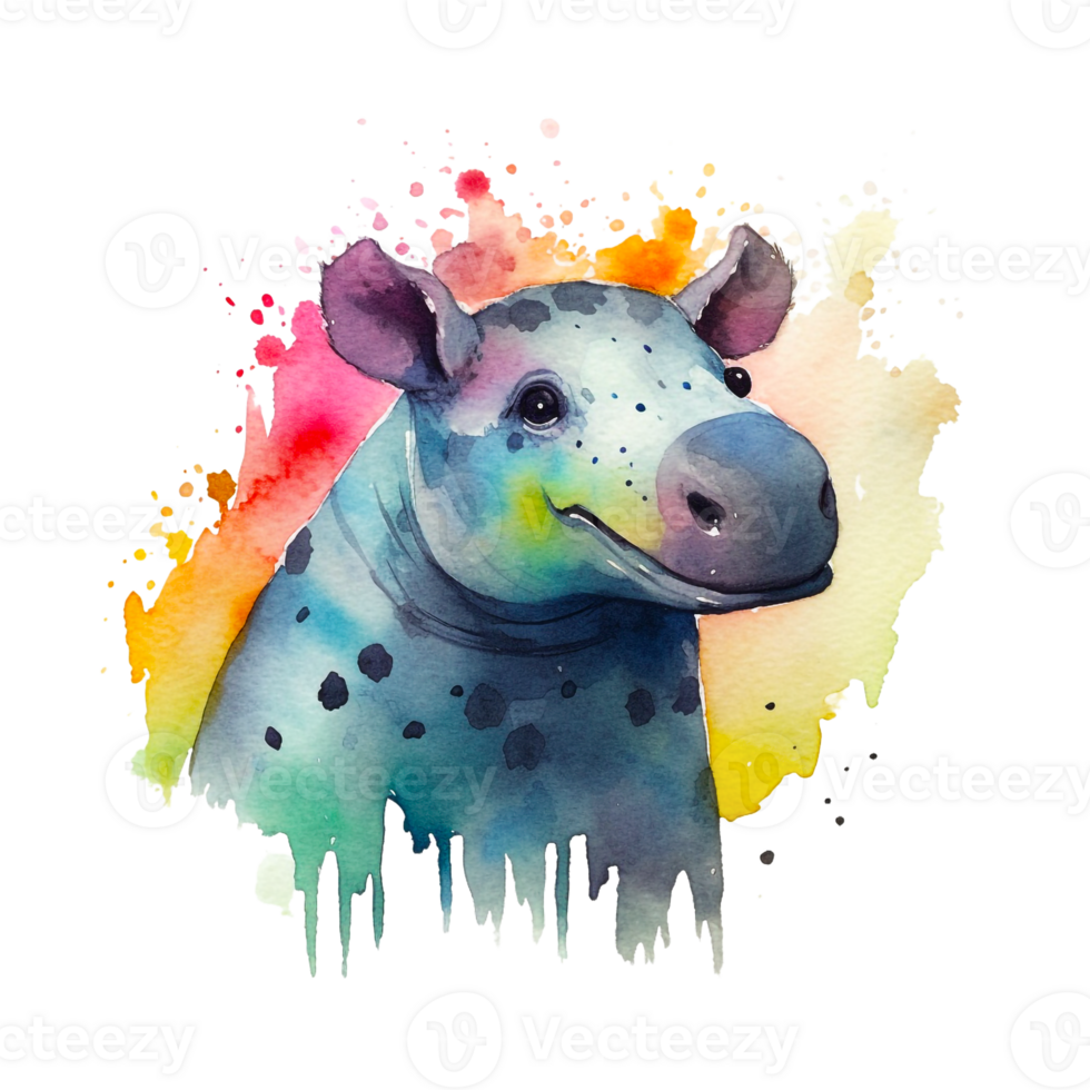 Watercolor Smiling Animals, watercolor splash Funny Animal png