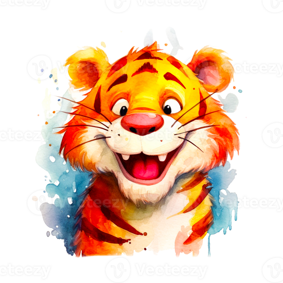 Watercolor Smiling Animals, watercolor splash Funny Animal png