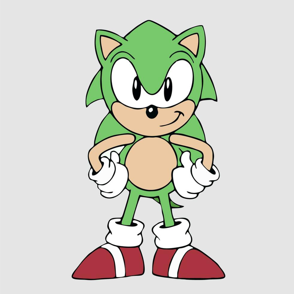 character illustration in sonic mode cartoon vector