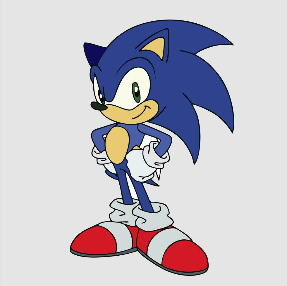 character illustration in sonic mode cartoon vector