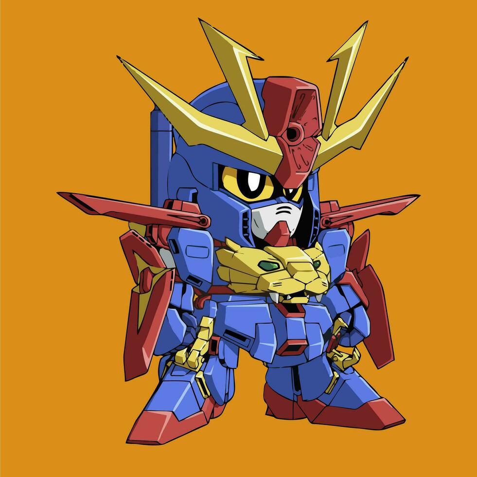 gundam cartoon robot combat uniform illustration vector