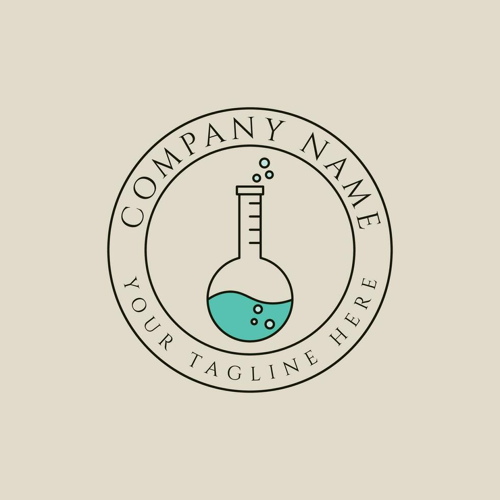 erlenmeyer laboratory line art logo design with minimalist style logo vector illustration design