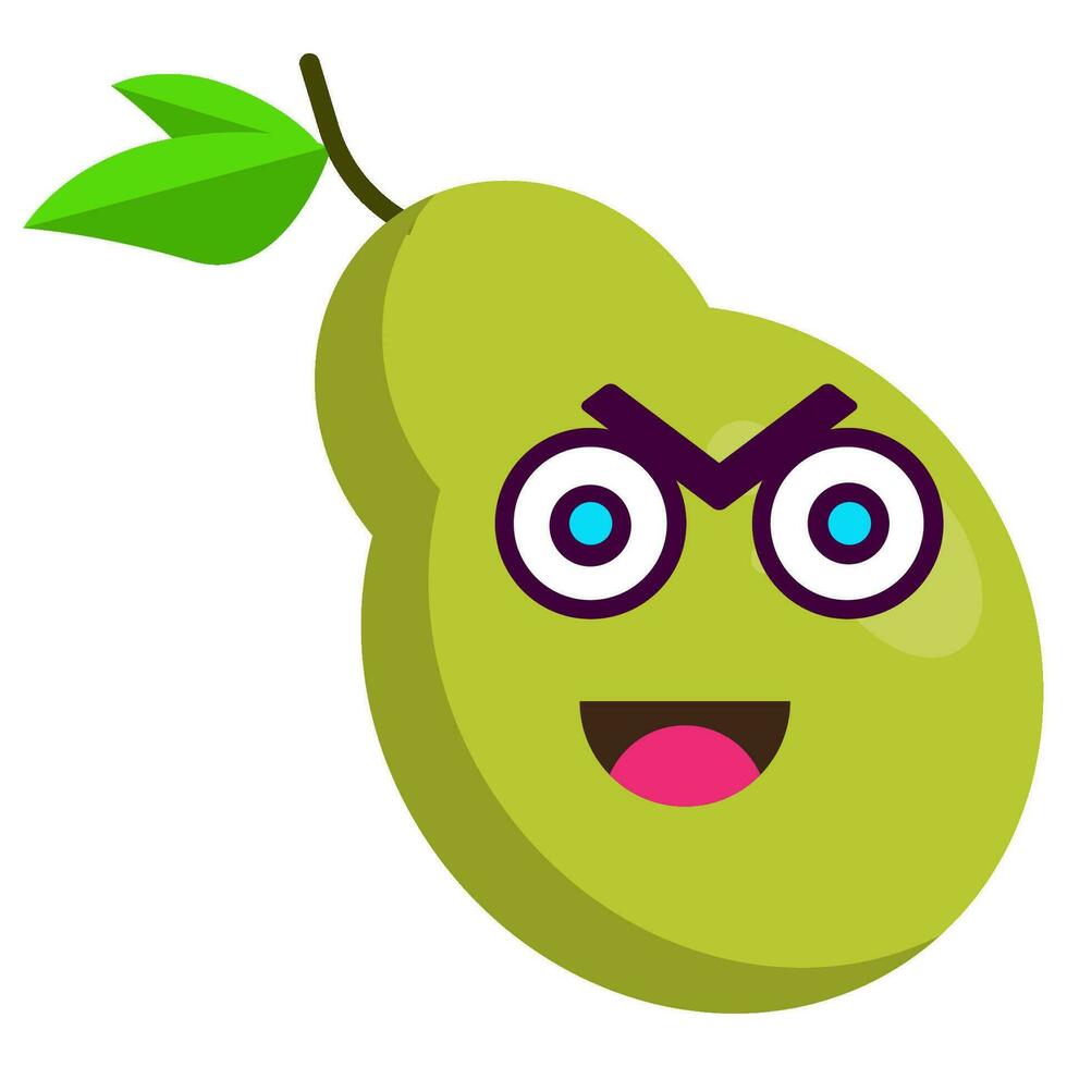 cute green pear stickers fruit characters vector