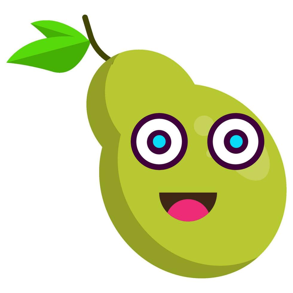 linda verde Pera pegatinas Fruta caracteres vector